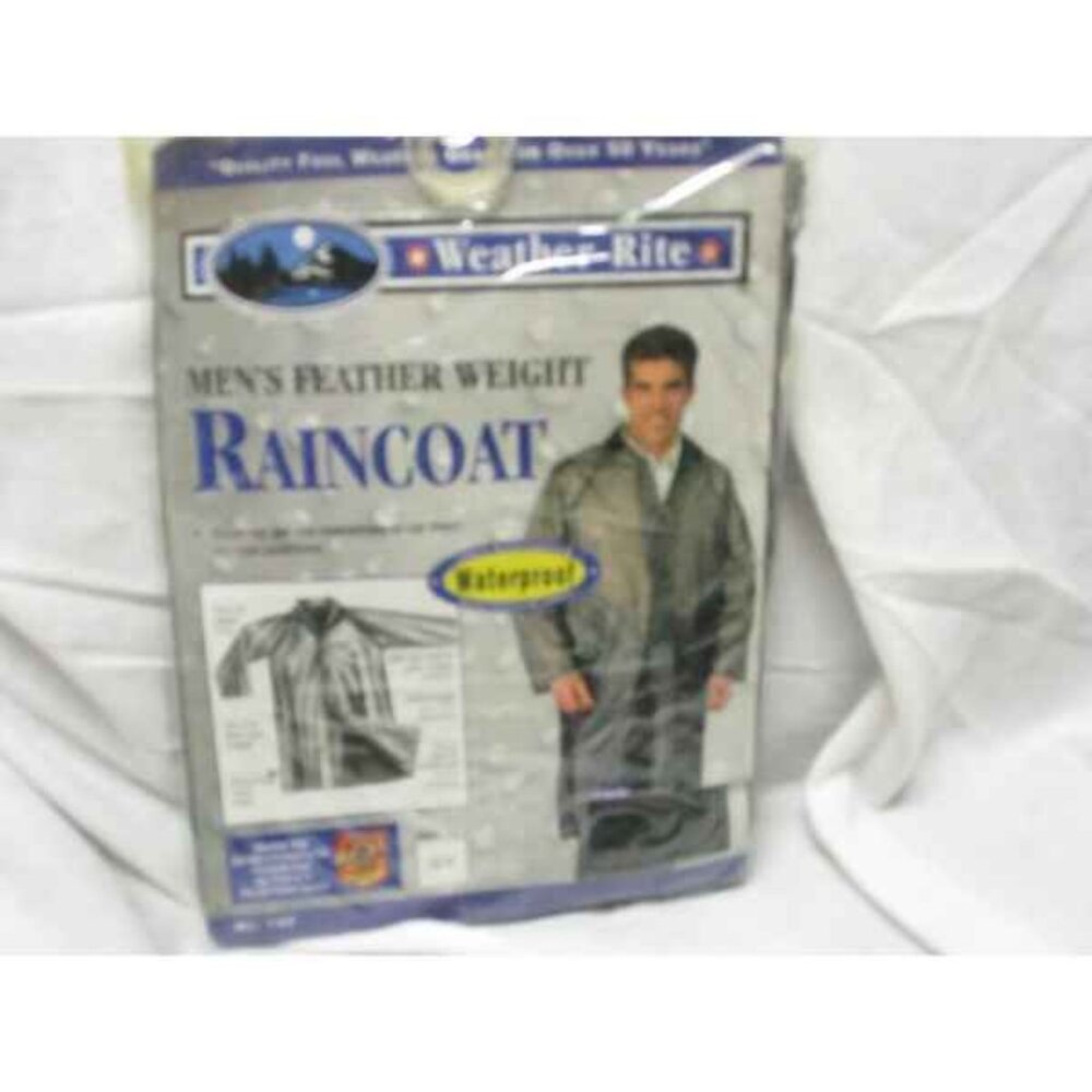 NWT Weather Rite Men's Feather Weight PVC Raincoat Size LG/XL Black